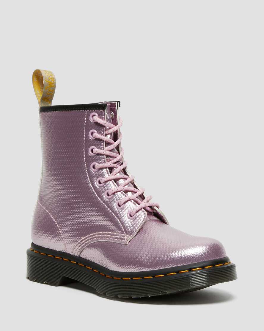 Dr. Martens Vegan 1460 Metallic Emboss Kadın Bağcıklı Bot - Bot Pembe Lavanta |HTNMQ9274|